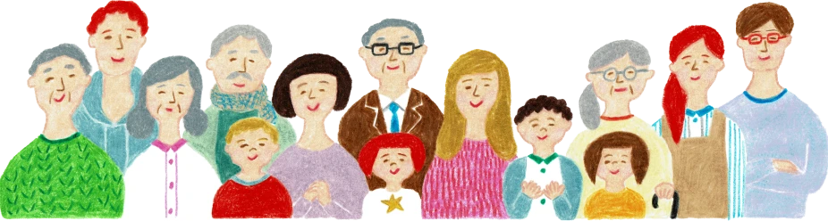 集まる人々のイラスト